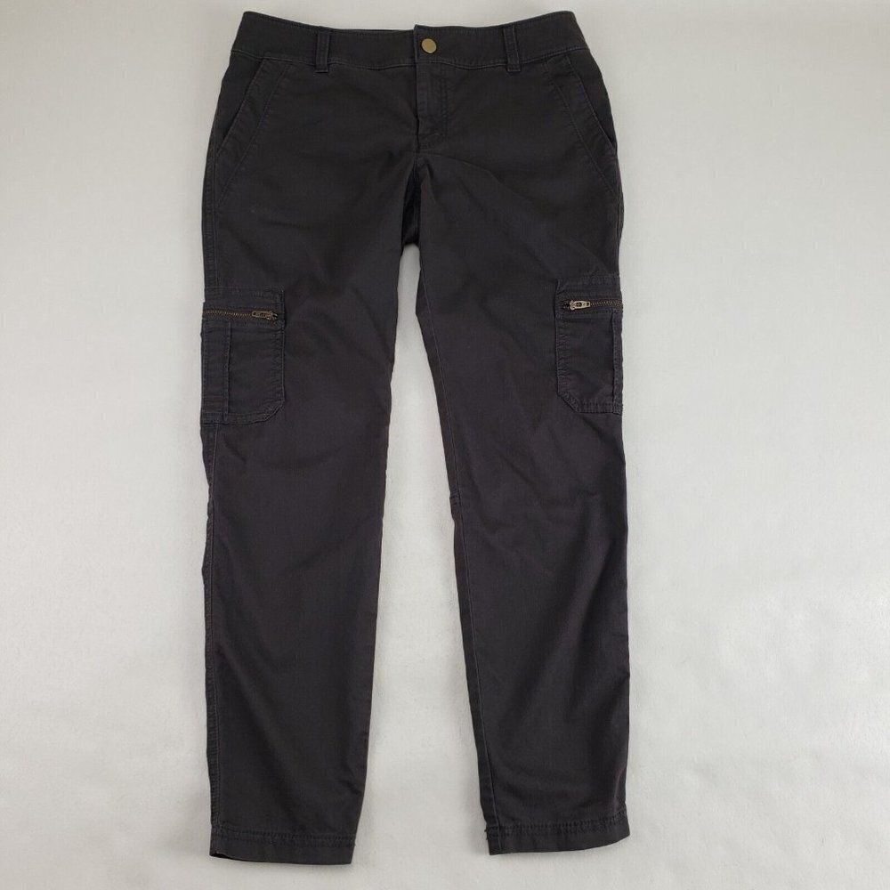 Athleta Skinny Cargo Pant Womens 6 Gray/Brown Casual Nylon Blend Zip Pocket